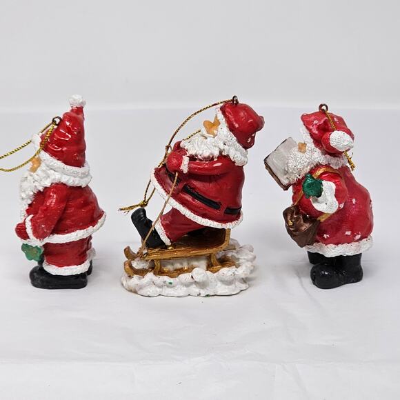 Vintage Christmas Ornaments Santa Claus Hand Painted Set of Three - Picture 5 of 9